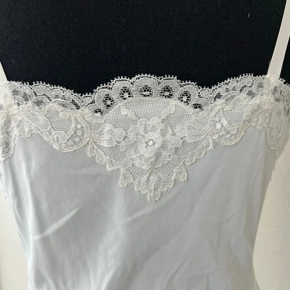 Vintage Vanity fair slip dress babydoll lace top 80s 90s  pleated hem 34 tall - Picture 10 of 16